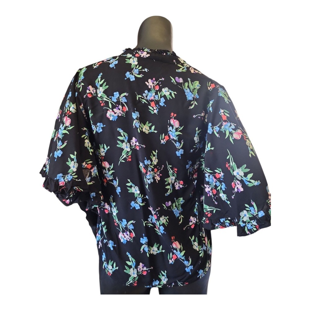 Anthropologie Romantic Ruffle Blouse Black Floral S - Picture 3 of 16